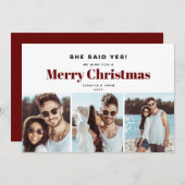 Elle a dit oui Fiançailles de Noël Faire-part (Devant / Derrière)
