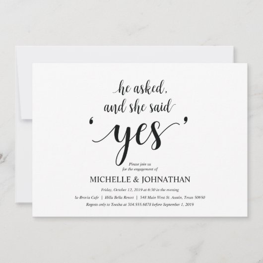 Elle a dit oui, invitations du parti Engagement (Devant)