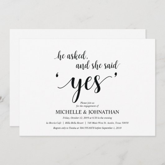 Elle a dit oui, les invitations du parti Engagemen (Devant / Derrière)