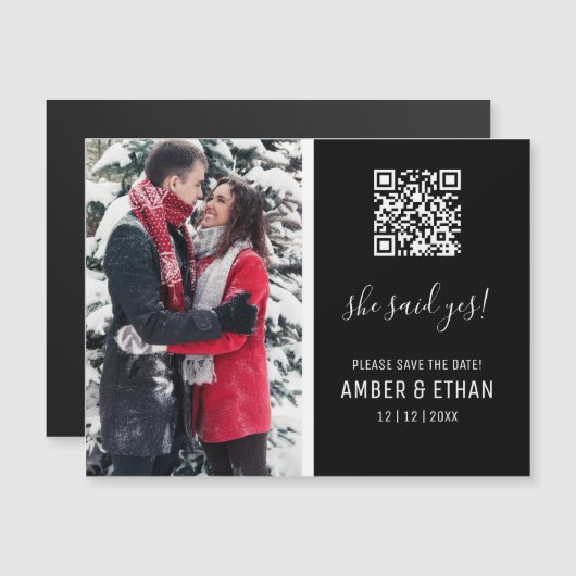 Elle a dit oui ! Modèle photo de code QR Enregistr (Devant / Derrière)