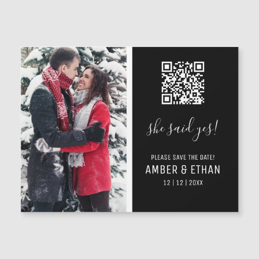 Elle a dit oui ! Modèle photo de code QR Enregistr (Devant)