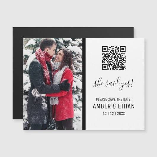 Elle a dit oui ! Modèle photo de code QR Enregistr (Devant / Derrière)