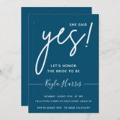 Elle a dit Oui Simple Invitation de douche nuptial (Devant / Derrière)