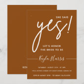 Elle a dit Oui Simple Invitation de douche nuptial (Devant / Derrière)