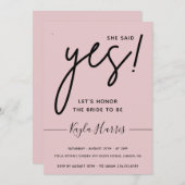 Elle a dit Oui Simple Invitation de douche nuptial (Devant / Derrière)