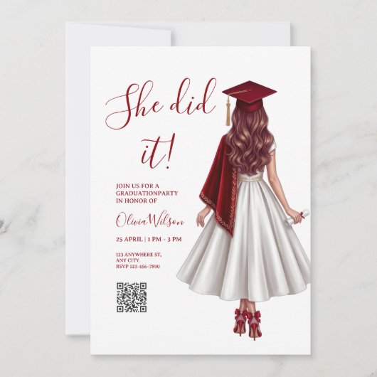 elle a fait des invitations de remise de diplôme,  (Devant)