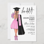 Elle A Fait Pink Graduation Party Invitation (Devant)