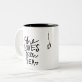 elle aime la tasse de thé vert (Devant gauche)