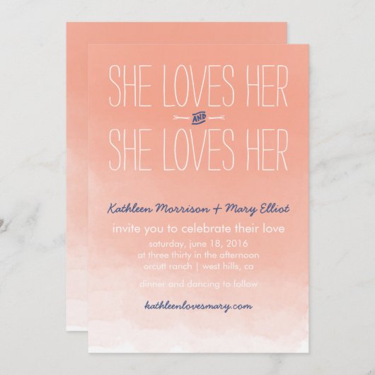 Elle Aime Son Invitation De Mariage Lesbienne (Devant / Derrière)