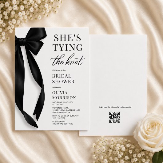 Elle Attache Le Nœud Code QR Invitation Enterremen