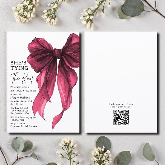 Elle Attache Le Nœud Code QR Invitation Enterremen