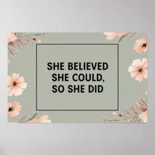 Elle croyait minimaliste affiche fleur sauvage