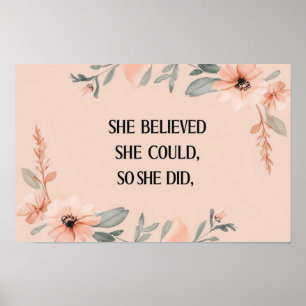 Elle croyait minimaliste affiche fleur sauvage pêc