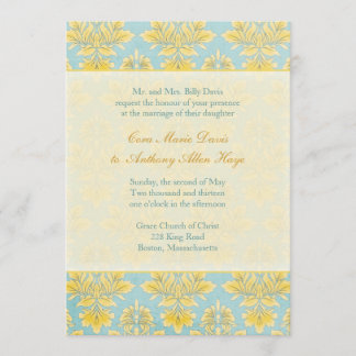 Elle Damask Light Blue Wedding initivatie Kaart