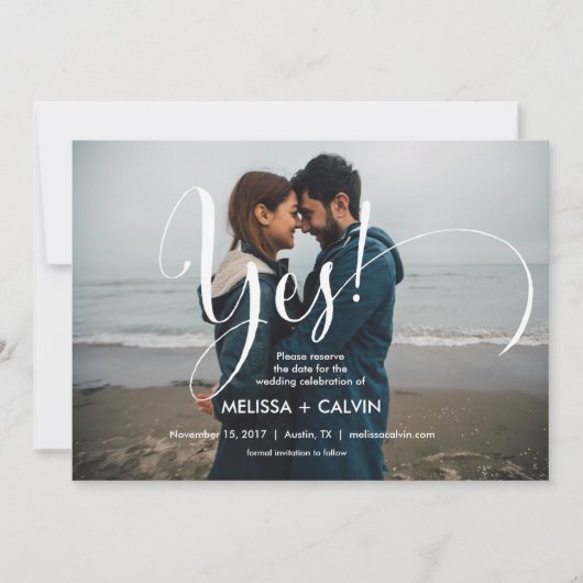 elle dit oui Enregistrer la date carte calligraphi (Devant)