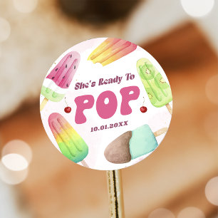 Elle est prête à coller un Sticker Baby shower Pop