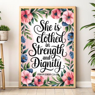 Elle est revêtue de force – Art mural chrétien