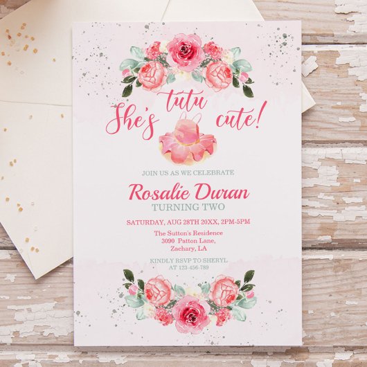 Elle est Tutu mignonne Ballerina Invitation d'anni