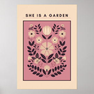 Elle est un jardin – Art mural botanique (rose ten