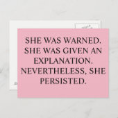 Elle Était Prévenue, Carte Postale (Devant / Derrière)