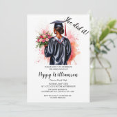 Elle L'A Fait Aquarelle Graduation Invitation (Debout devant)