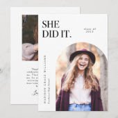 Elle L'A Fait Blancs Arc Faire-part De Diplôme (Devant / Derrière)