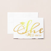 Elle L'A Fait Grad Party Invitation 1 Photo Foil C (Devant avec enveloppe)