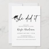 Elle L'A Fait Graduation Invitation (Devant)