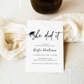 Elle L'A Fait Graduation Invitation