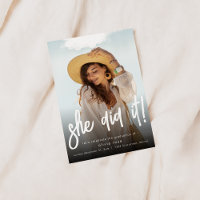 Elle l'a fait Graduation Invitation avec photo