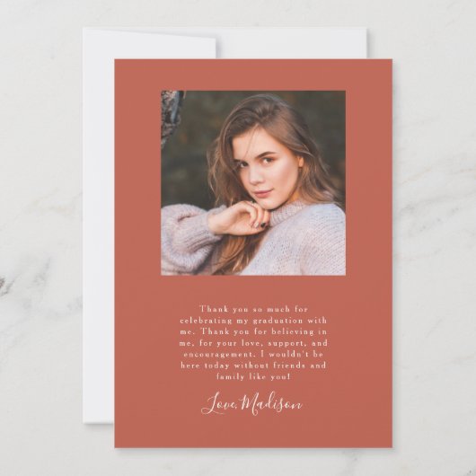 Elle L'A Fait Orange Arch Graduation Faire-part (Dos)