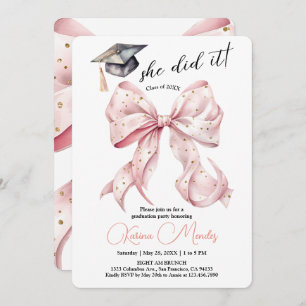 Elle l'a fait Rose Gold Graduation Invitation