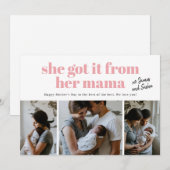 Elle l'a obtenu de sa mère photo carte de fête des (Devant / Derrière)