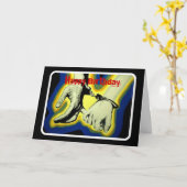 'Elle mord sa lèvre' Carte d'Anniversaire (Fleur jaune)