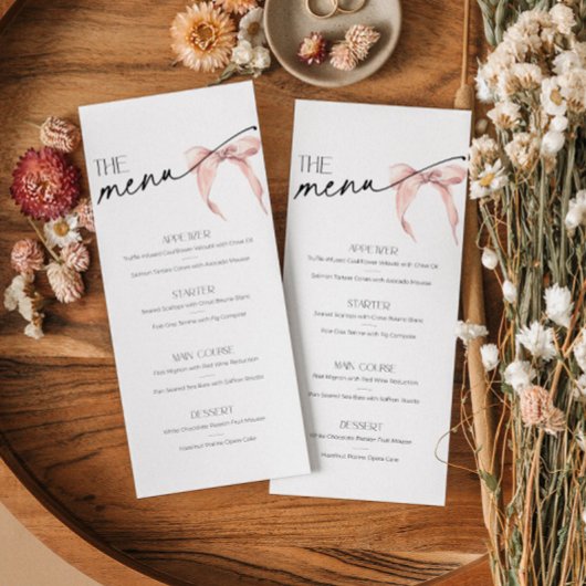 Elle noue la Fête des mariées Menu Arc rose
