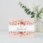 ELLE Pink Flower Elegant Bruidsmeisje Kaart (Staand voorkant)
