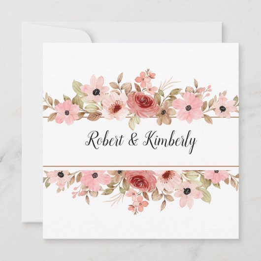 ELLE roze bloem elegante bruiloft Kaart (Voorkant)