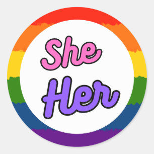 Elle Sa Fierté Stickers Rainbow Prounoun