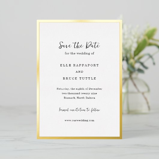 Elle Simple Modern Wedding Save the Date Folie Uitnodiging (Staand Voorkant)