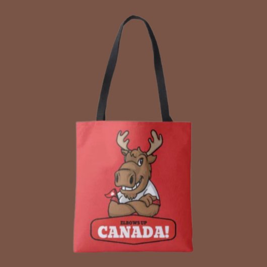 Ellebogen omhoog Canada! Funny Moose met vlag Draagtas
