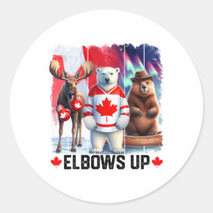Elleboog Omhoog Canada Vlag Hockey Grappige Bever Ronde Sticker