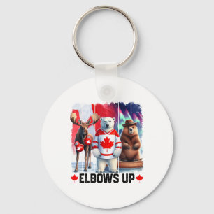 Elleboog Omhoog Canada Vlag Hockey Grappige Bever Sleutelhanger