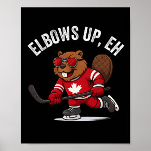 Elleboog omhoog Eh Bever Hockey Spelers Grappig Ca Poster