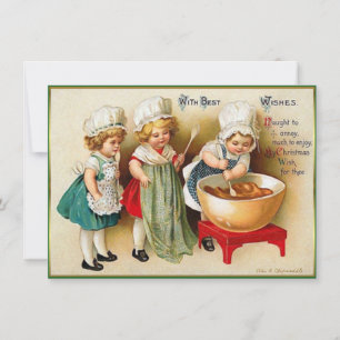 Ellen Clapsaddle 3 Little Girls Vintage Kerstmis Notitiekaartje
