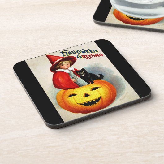 Ellen H. Clapsaddle: Haak in Jack O'Lantern Drankjes Onderzetter (Linkerzijde)