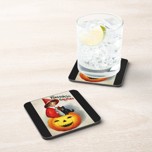 Ellen H. Clapsaddle: Haak in Jack O'Lantern Drankjes Onderzetter (Rechterzijde)