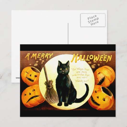 Ellen H. Clapsaddle: Halloween Cat Briefkaart (Voorkant / Achterkant)
