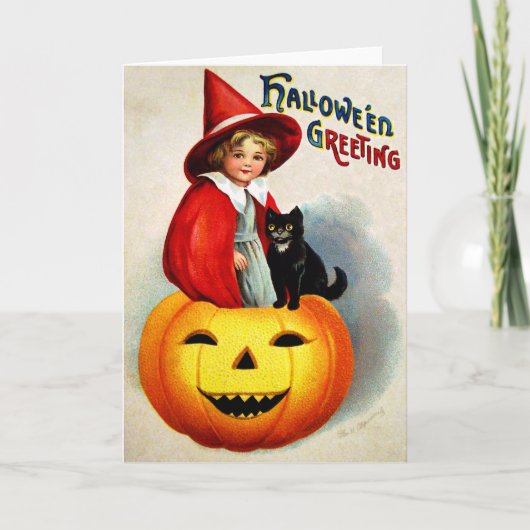 Ellen H. Clapsaddle: Heks in Hefboom O'Lantern Kaart (Voorkant)