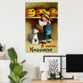 Ellen H. Clapsaddle: Jongen, Dog en Jack O'Lantern Poster (Thuiskantoor)