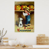 Ellen H. Clapsaddle: Jongen, Dog en Jack O'Lantern Poster (Keuken)